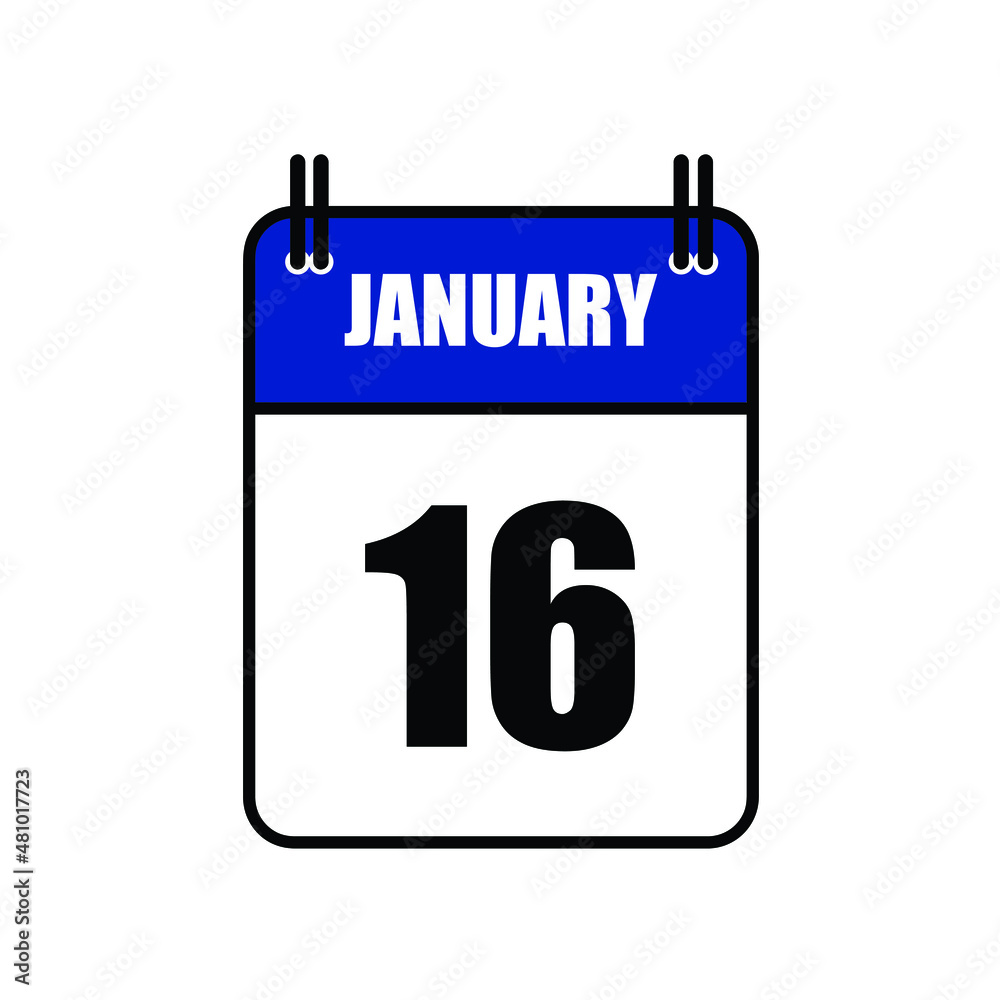 January 16 Calendar Icon Vector Illustration . Date , Day Of Mouth January 16 Calendar Icon Vector Illustration . Date , Day Of Mouth