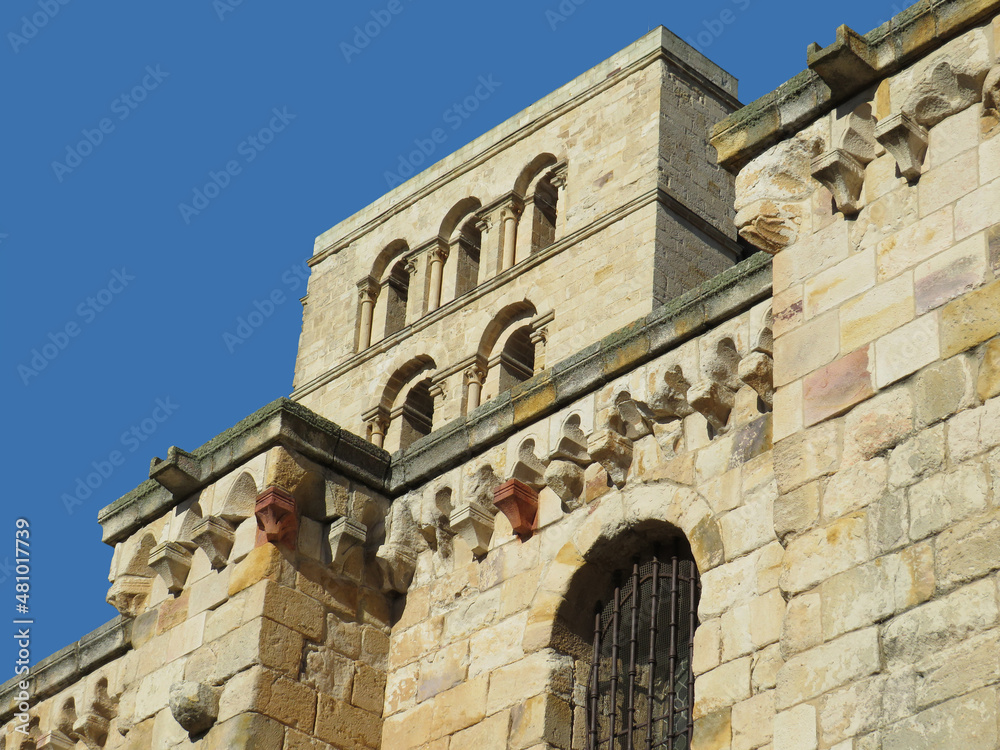 Romanesque Cathedral of Zamora. Spain.
View of the bell tower and cornices (12-13 century). Spain.