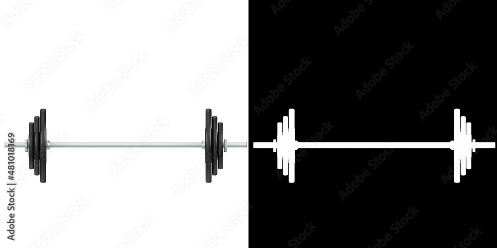 3D rendering illustration of a gym equipment plate and bar 3D rendering illustration of a gym equipment plate and bar
