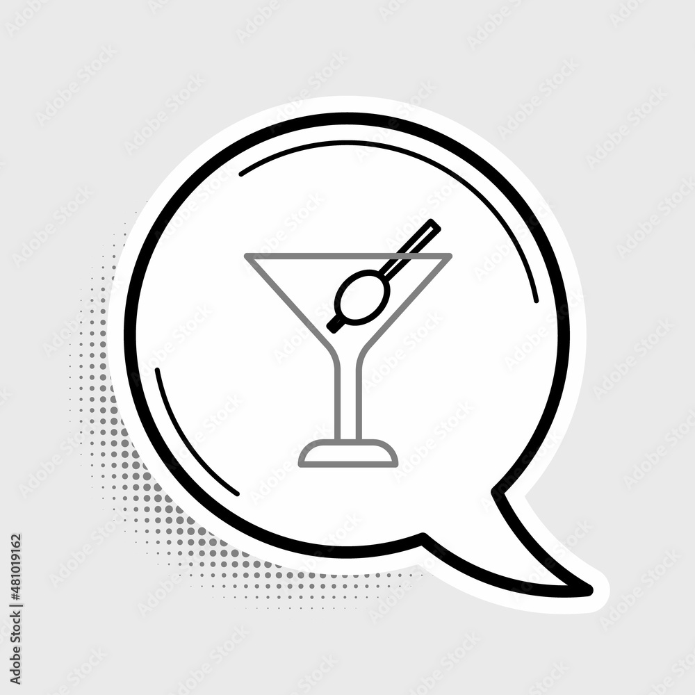 Line Martini glass icon isolated on grey background. Cocktail icon. Wine glass icon. Colorful outline concept. Vector Line Martini glass icon isolated on grey background. Cocktail icon. Wine glass icon. Colorful outline concept. Vector
