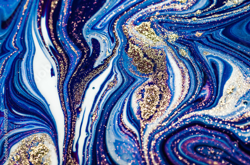 SEA ART. Magical painting. Treasury of art.Unique abstract artwork.Luxury art in Eastern style. Artistic design. Painter uses vibrant paints to create these magic art, with addition golden glitters.