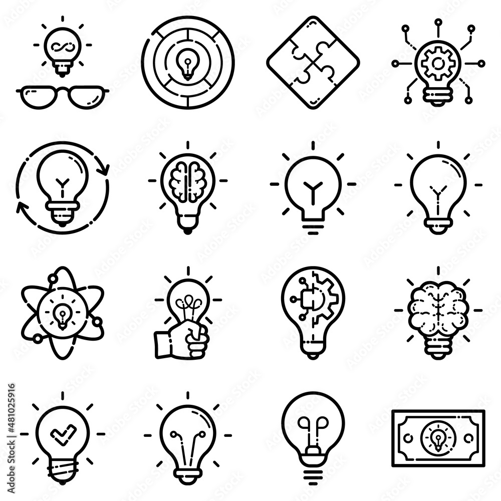 Idea Flat Icon Set Isolated On White Background Idea Flat Icon Set Isolated On White Background