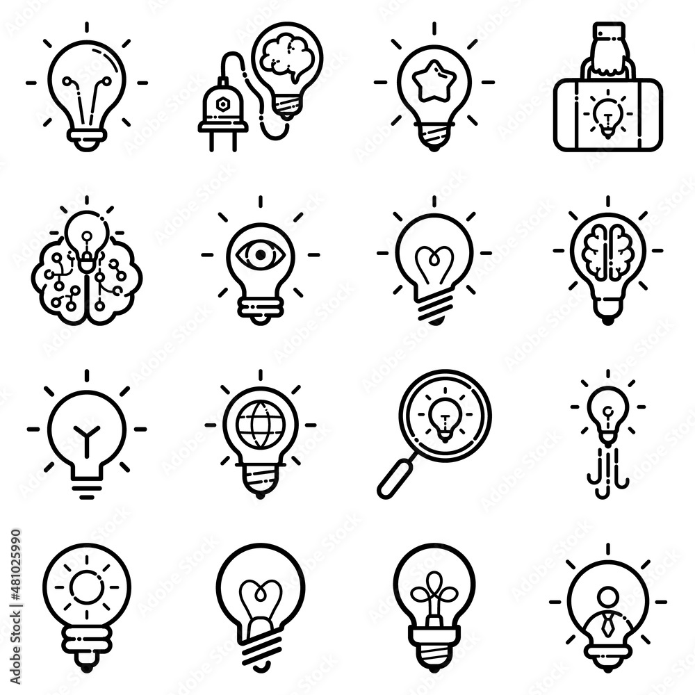 Idea Flat Icon Set Isolated On White Background Idea Flat Icon Set Isolated On White Background