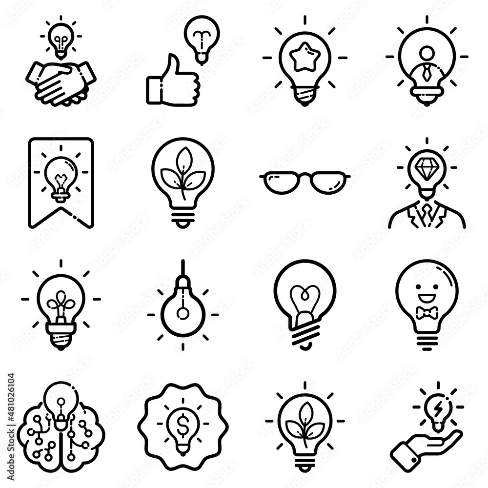 Idea Flat Icon Set Isolated On White Background Idea Flat Icon Set Isolated On White Background