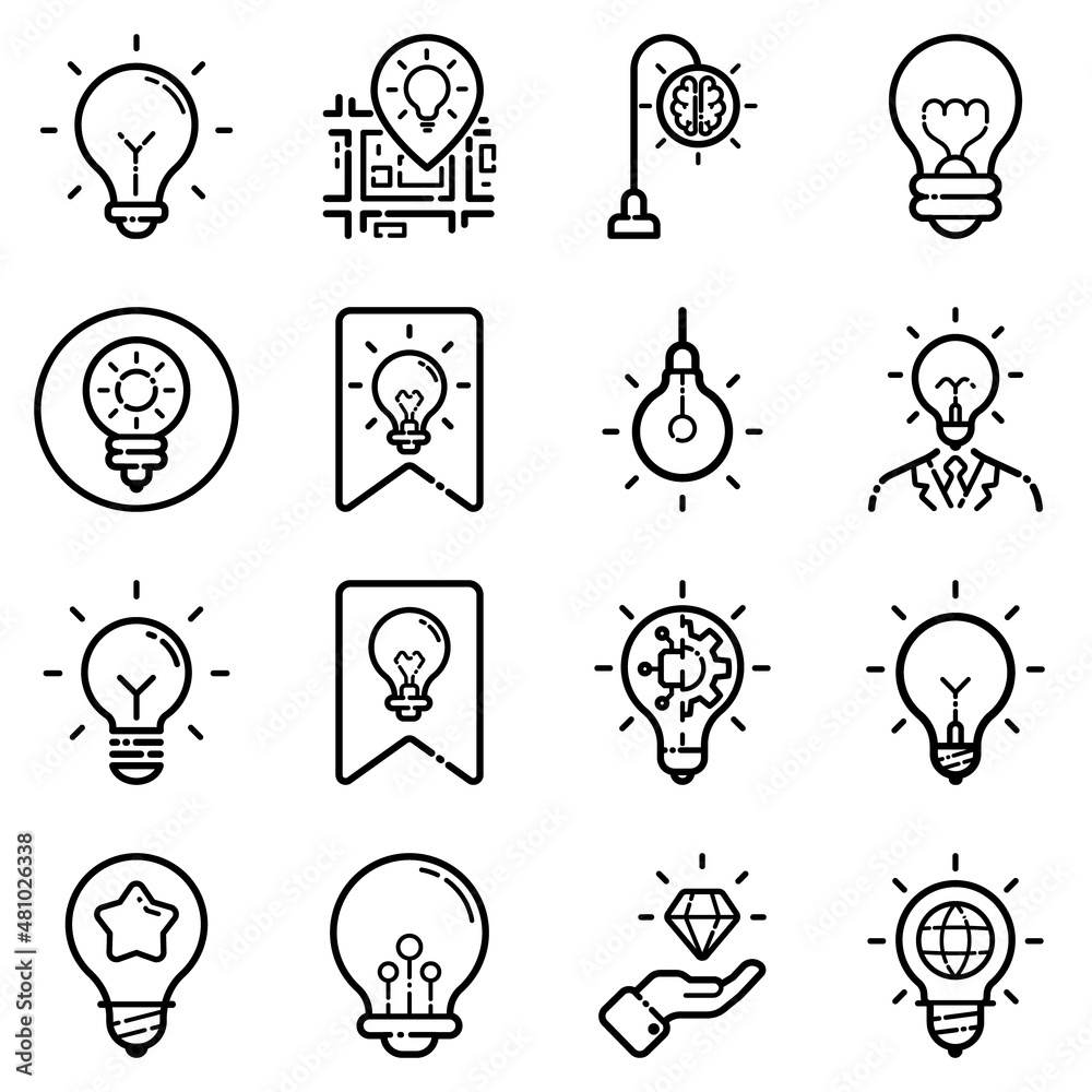 Idea Flat Icon Set Isolated On White Background Idea Flat Icon Set Isolated On White Background
