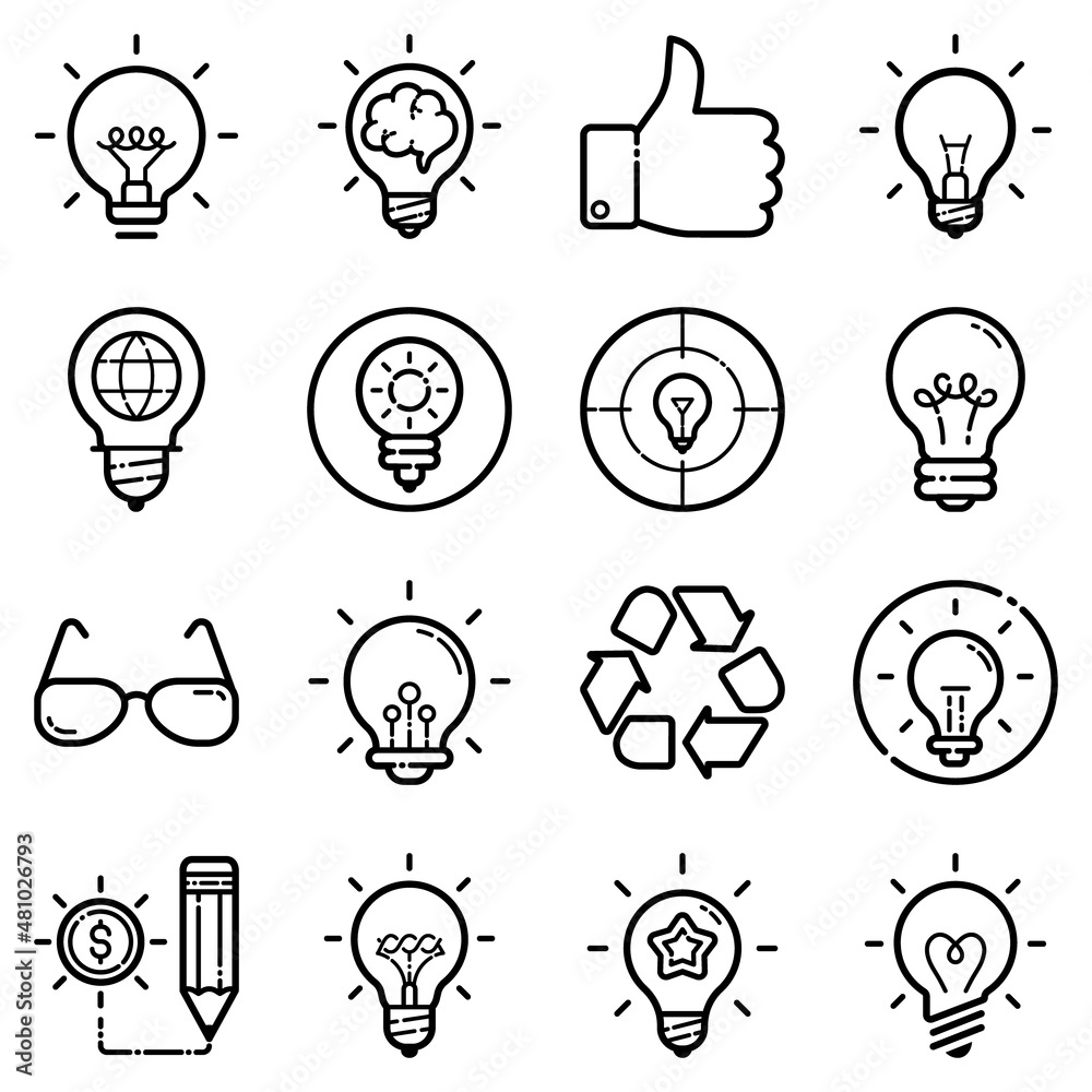 Idea Flat Icon Set Isolated On White Background Idea Flat Icon Set Isolated On White Background