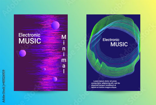 Set of modern abstract musical backgrounds. Sound flyer for creating a fashionable cover, banner, poster, booklet.