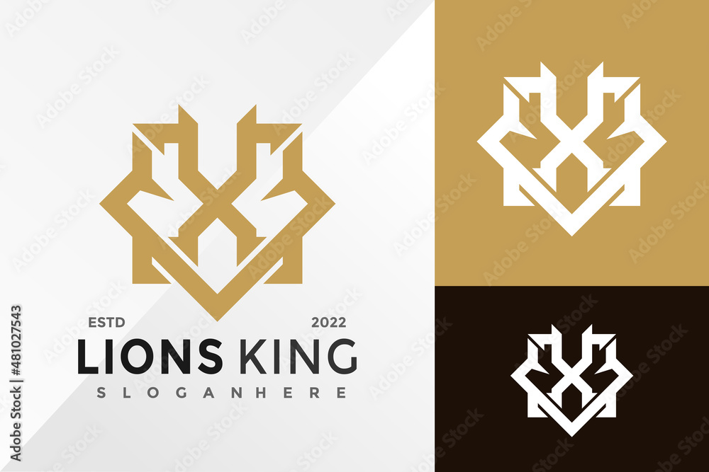 Golden Lion Head Brand Identity Logo Design Vector illustration template Golden Lion Head Brand Identity Logo Design Vector illustration template