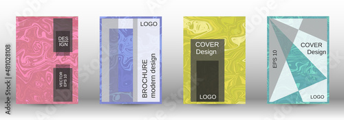 A set of modern covers. Abstract marble pattern.