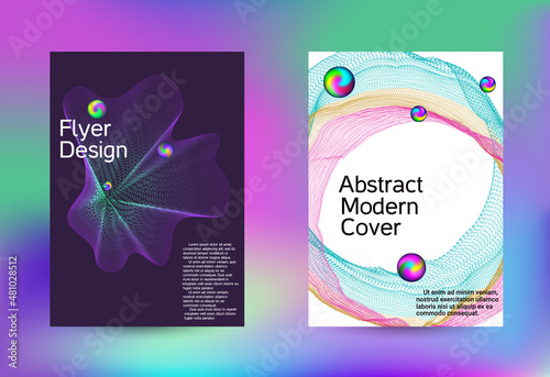 Set of modern abstract musical backgrounds. Sound flyer for creating a fashionable cover, banner, poster, booklet.