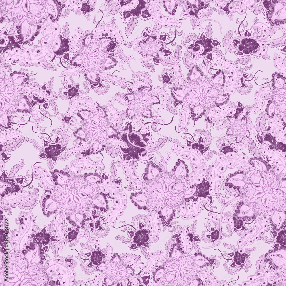 Watercolor seamless pattern with folky flowers and leaves in ethnic style. Floral decoration. Traditional paisley pattern. Textile design texture.Tribal ethnic vintage seamless pattern. Watercolor seamless pattern with folky flowers and leaves in ethnic style. Floral decoration. Traditional paisley pattern. Textile design texture.Tribal ethnic vintage seamless pattern.