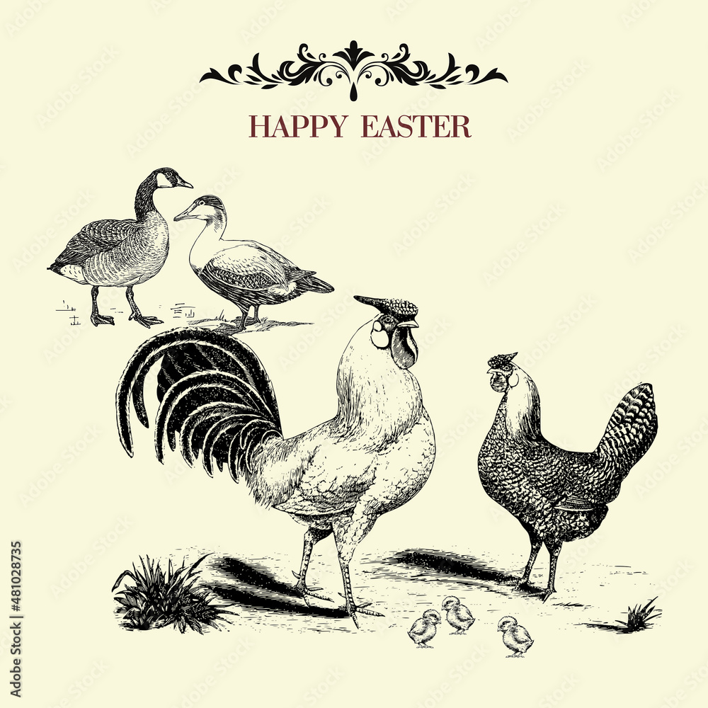 Naklejka premium Happy Easter greeting card 
