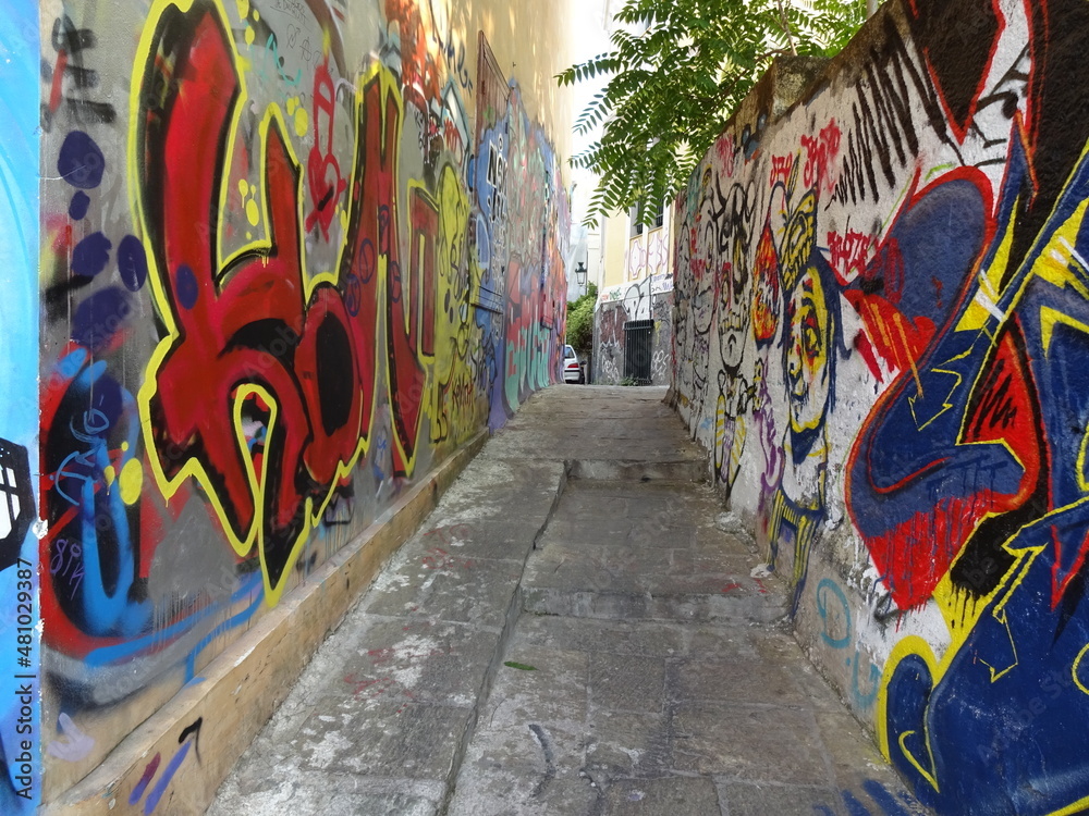 Graffiti Alley in Plaka - Athens, Greece