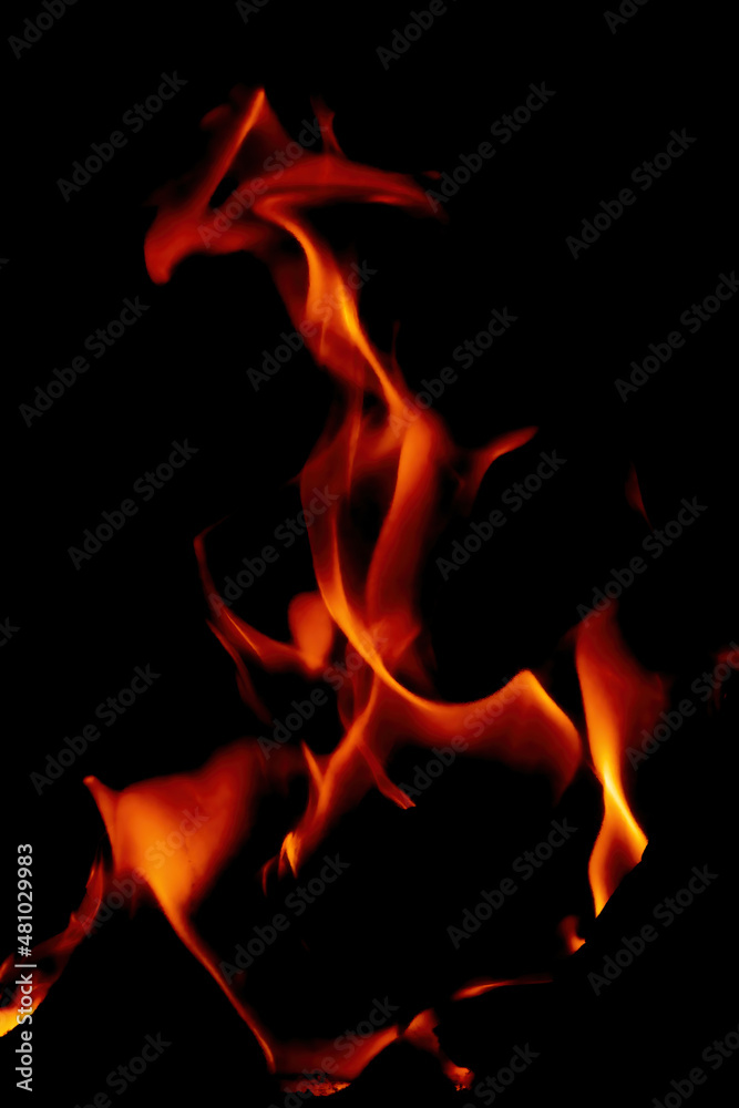 Red Vibrant Flame with Black Background