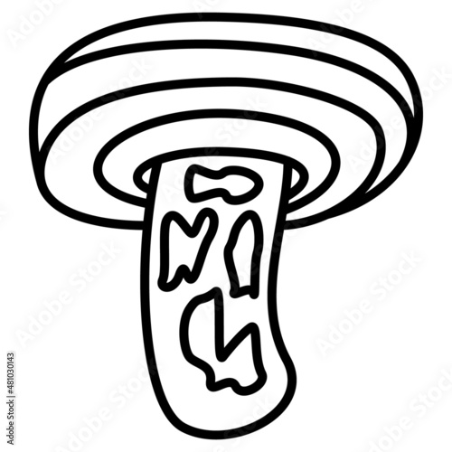 Coral milky cap. One big delicious mushroom to eat. Edible forest mushroom. Vector icon, offline, isolated