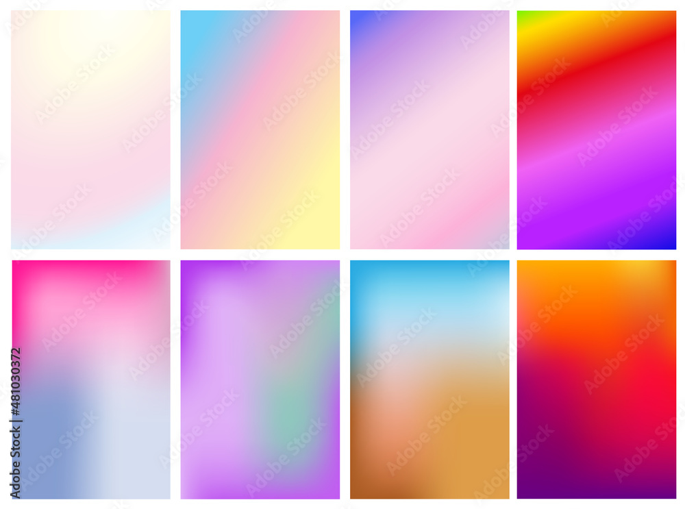 Set of abstract mesh gradients. Cute gradient backgrounds. For covers, wallpapers, branding and other projects. Vector illustration