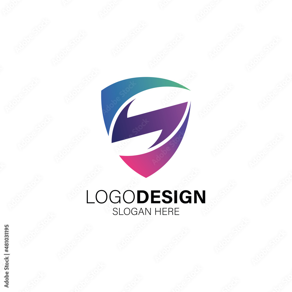 Letter S for shield and technology logo design Letter S for shield and technology logo design