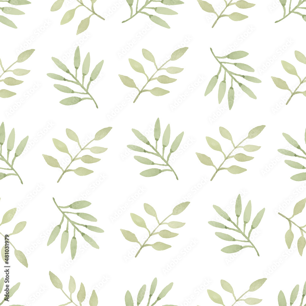 Watercolor leaf seamless pattern