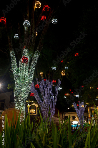 Decoração de natal, luz em Guararema, São Paulo, Brasil. photo