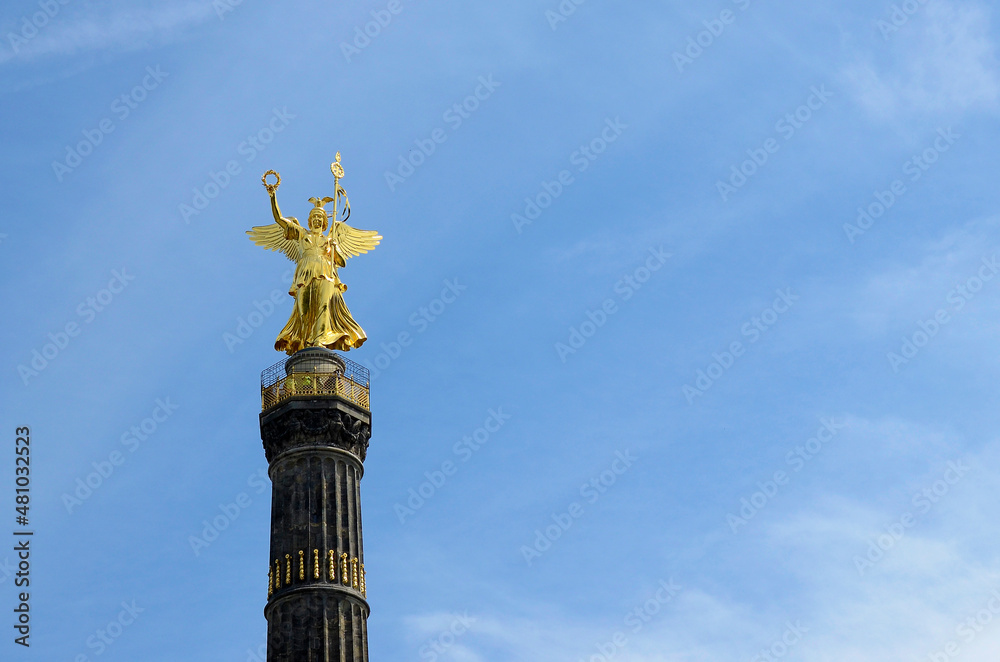 Berlin Siegessaeule or the Column of Victory with the Statue of Victory on top of it.