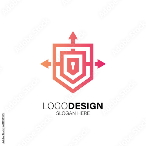Shield and pad lock for secure logo design