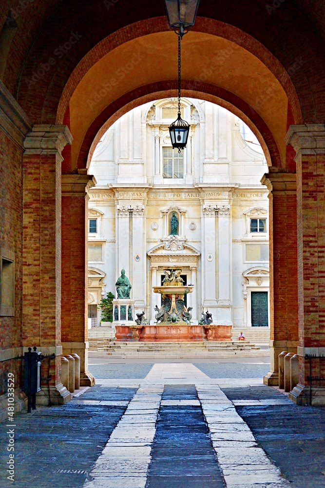 exterior view of the basilica sanctuary of the Holy House of Loreto in the city of Ancona, Marche, Italy	