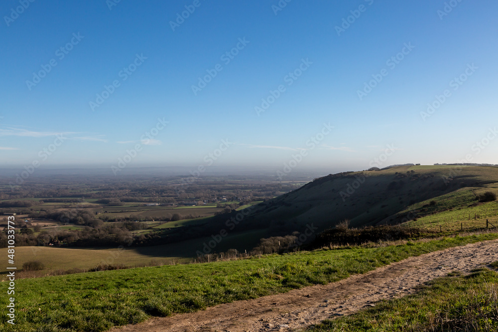 A View from Ditchling Beacon in the South Downs, on a Sunny Winters Day