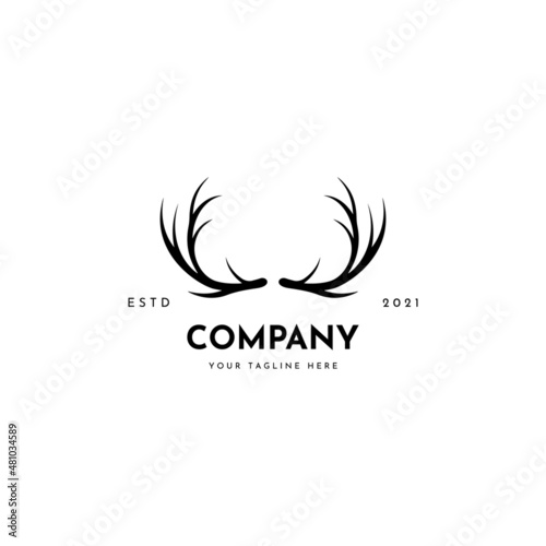 Deer antler for hunter club logo vector design template