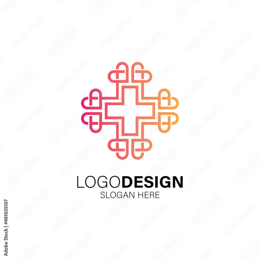 Fototapeta premium Love for healthcare and medical logo design