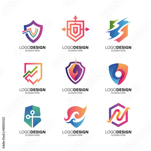 set shield for business logo design