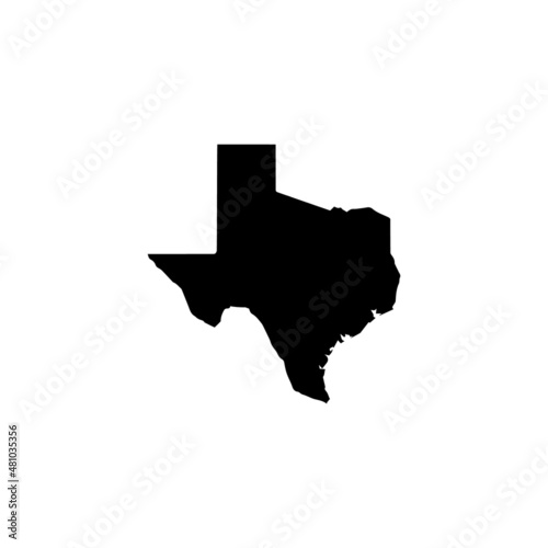 Texas black map silhouette on white background