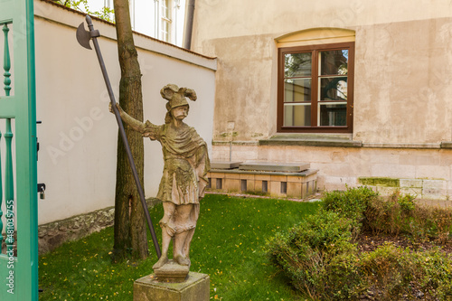 Stone figures in the university courtyard in Krakow.