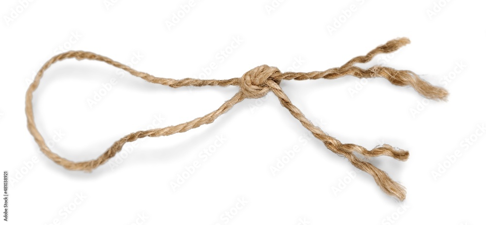 Tied  square knot, linen rope