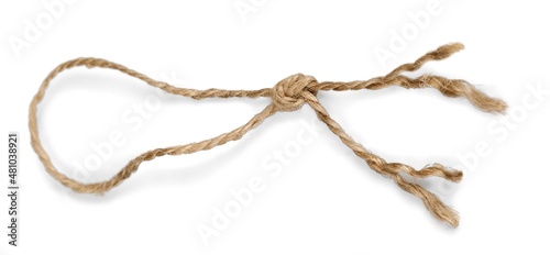 Tied square knot, linen rope