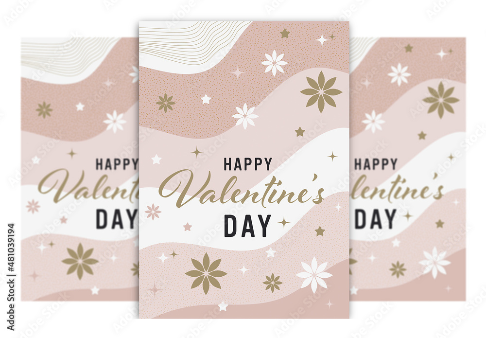 Valentines Day Poster Layout with Floral Concept Design Background ...
