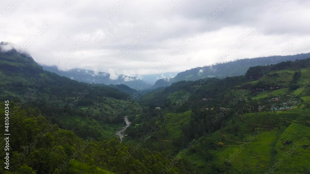 Agricultural land and mountains with green forest. Tea plantations in Sri Lanka. Agricultural land and mountains with green forest. Tea plantations in Sri Lanka.