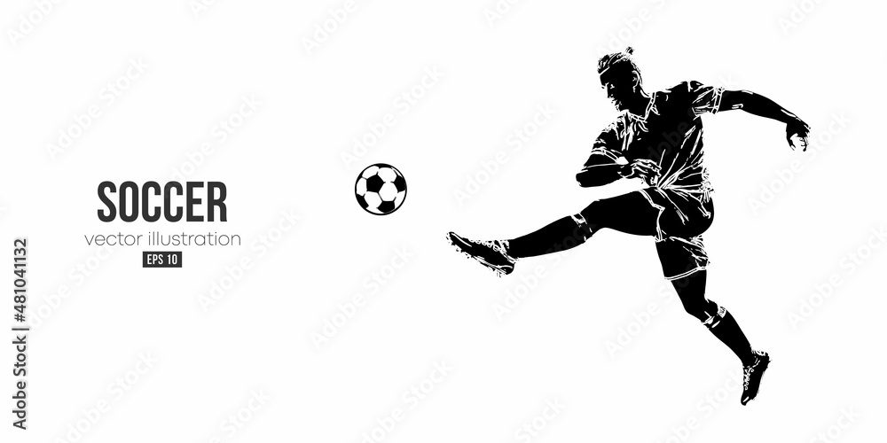 football soccer player man in action isolated white background. Vector illustration