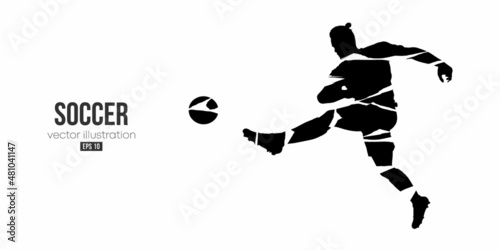 football soccer player man in action isolated white background. Vector illustration