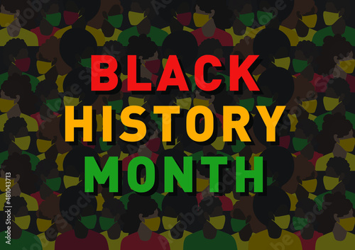 Black history month vector illustration with cartoon people in the background