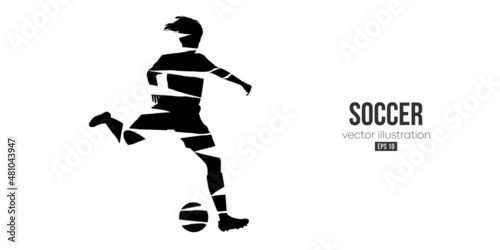 football soccer player woman in action isolated white background. Vector illustration