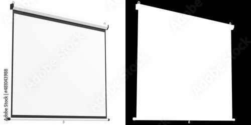 3D rendering illustration of a hanging projection screen