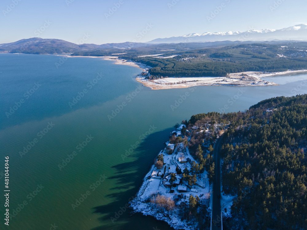 Obraz premium Aerial view of Iskar Reservoir, Bulgaria