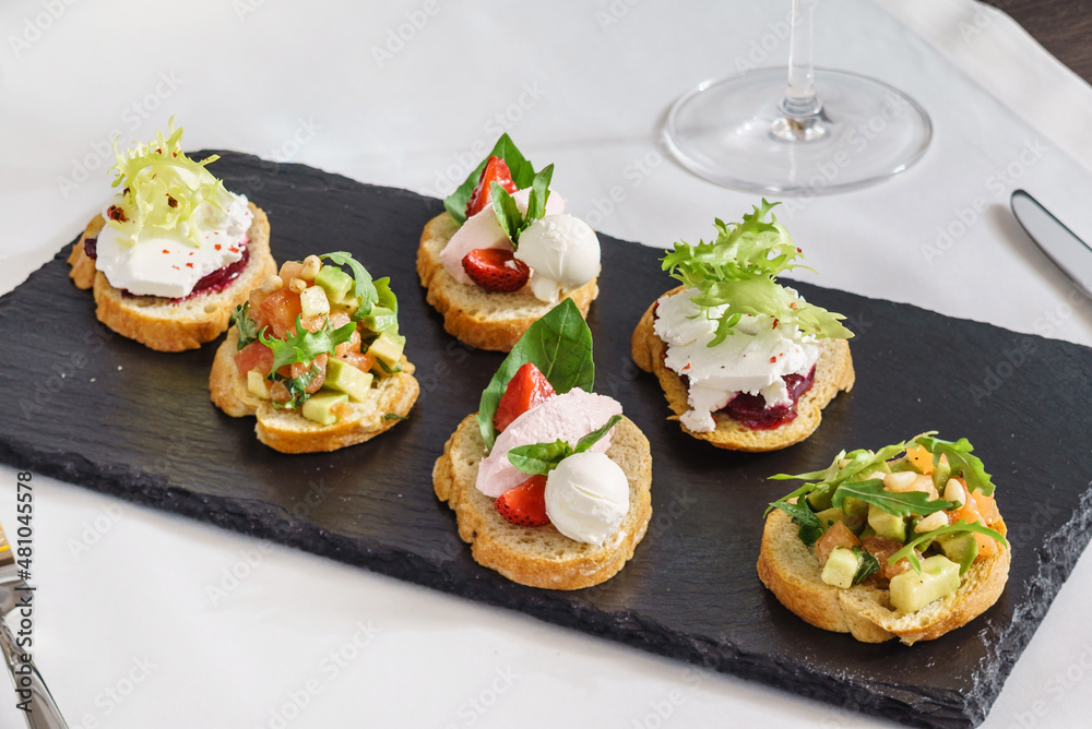 different kinds of canape on table different kinds of canape on table