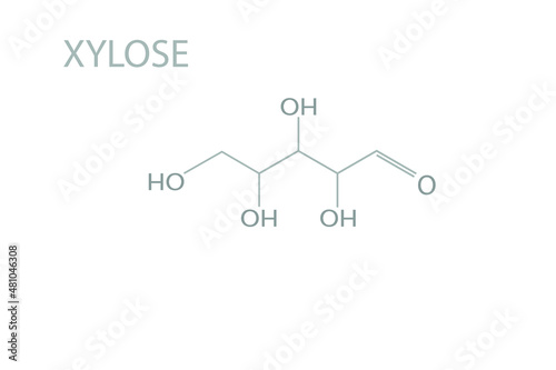 Xylose molecular skeletal chemical formula.	