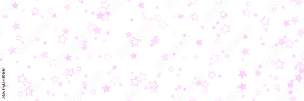 Pink star pattern background for wide banner. Seamless stars background. Vector illustration
