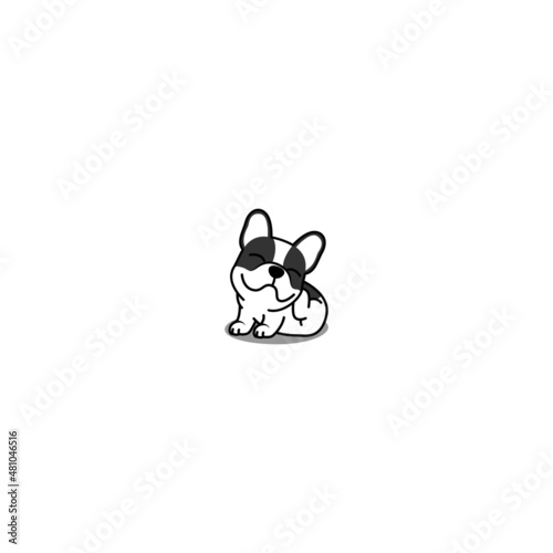 Cute french bulldog puppy scratching cartoon, vector illustration
