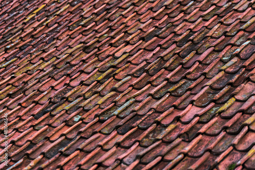 Old, historical red tiled roof, Kuldiga, Latvia