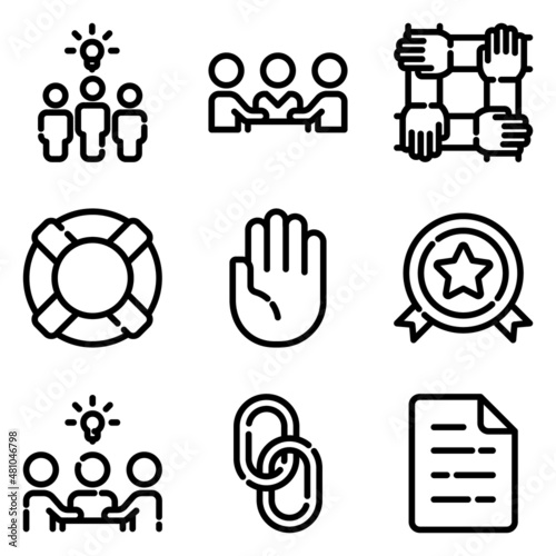 Business Flat Icon Set Isolated On White Background