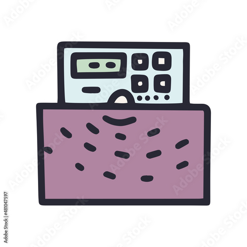 ultrasonic thickness gauge color vector doodle simple icon
