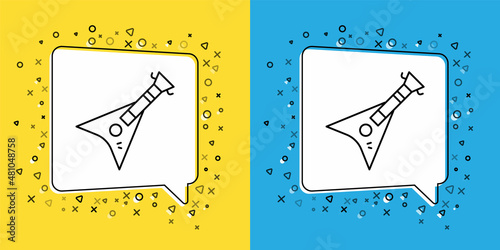 Set line Electric bass guitar icon isolated on yellow and blue background. Vector